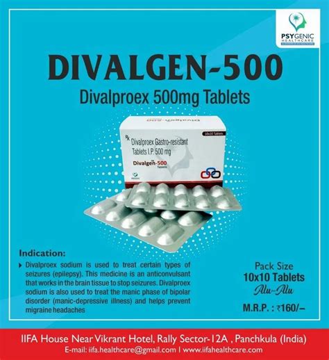 DIVALGEN -500 Divalproex Sodium 500 Mg Tablet, 10*10, Prescription at ...