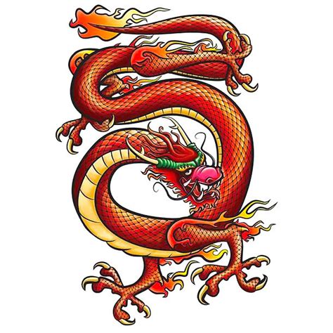 Red Chinese Dragon Tattoo Design