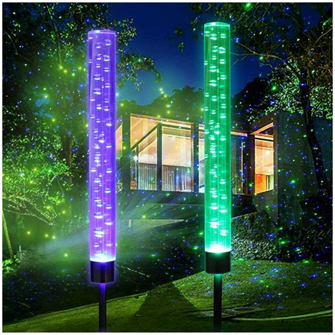 Solar Lights Outdoor - New Upgraded Garden Decor Lights, Color Changing Acrylic Bubble Lights ...