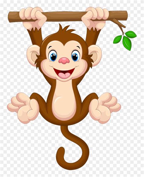 Cartoon Monkey Hanging From A Tree - Free Transparent PNG Clipart ...