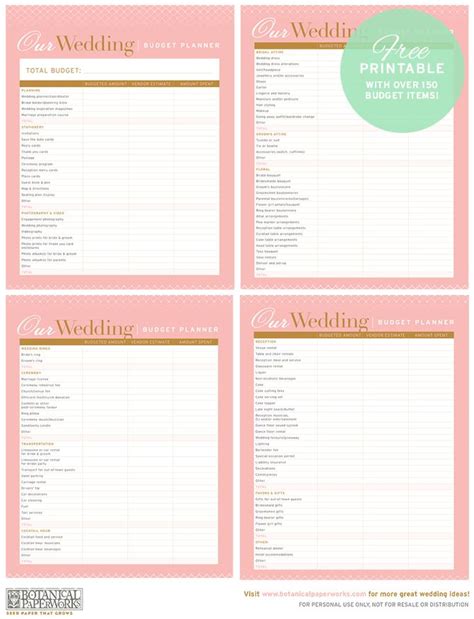 {free printable} Wedding Budget Planner | Botanical PaperWorks | Free wedding planner printables ...