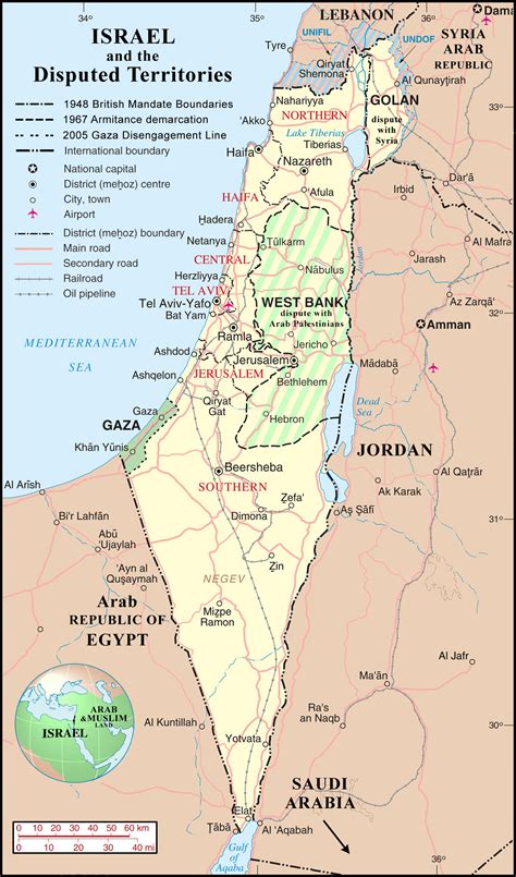 Large detailed political and administrative map of Israel with disputed territories | Vidiani ...