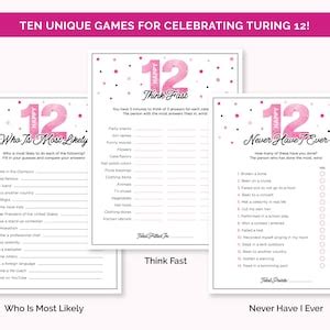 12th Birthday Party Games, Printable Birthday Game Bundle With Birthday Girl Trivia, Tween ...