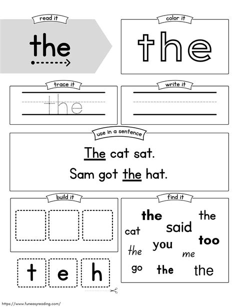 Free Sight Word Worksheets For Reading