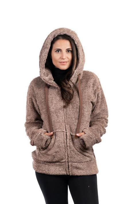 Women's Fuzzy Fleece Hooded Jacket