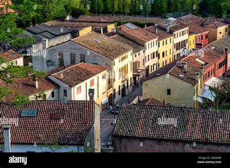 old little village photographed from above in the lights of afternoon ...