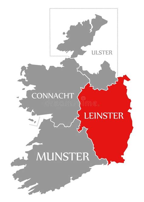 Leinster Red Highlighted in Map of Ireland Stock Illustration ...