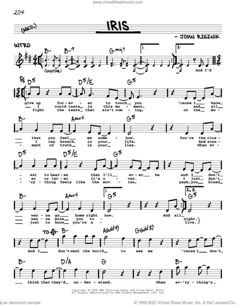 Iris sheet music (real book with lyrics) (PDF)