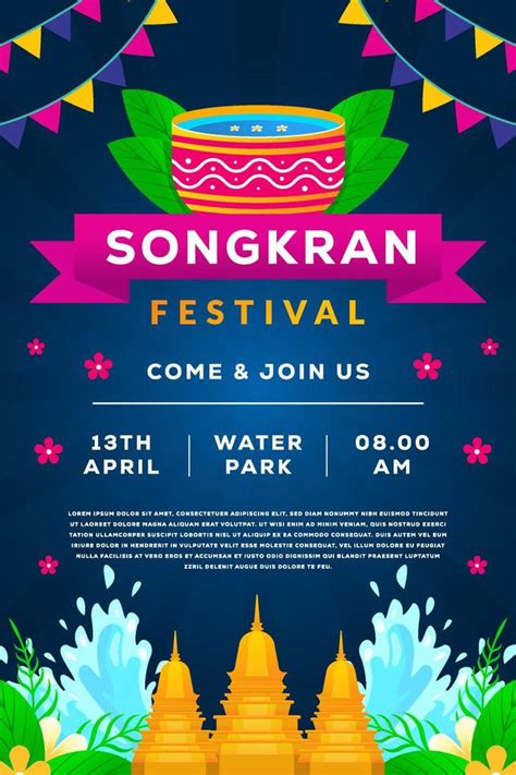 songkran festival illustration vertical poster design template 6681535 Vector Art at Vecteezy