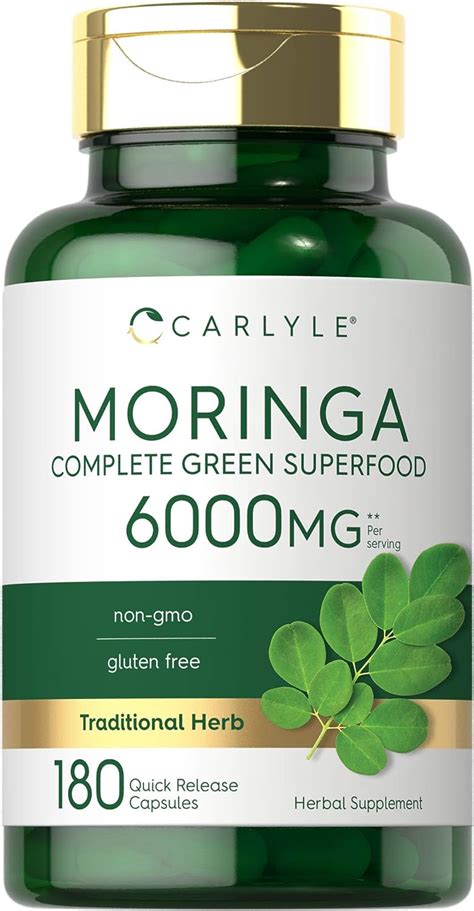 Carlyle Moringa Oleifera Capsules - Non-GMO & Gluten Free Superfood ...