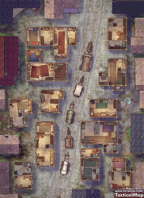 an aerial view of a town with lots of houses and cars on the road in ...