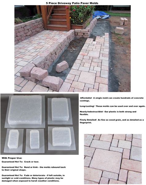 New 5 Piece Concrete Molds Forms Driveways Patio Paver DIY Landscape ...