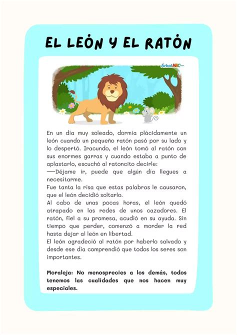 El león y el ratón | profe.social | Ratones, Fabulas, León