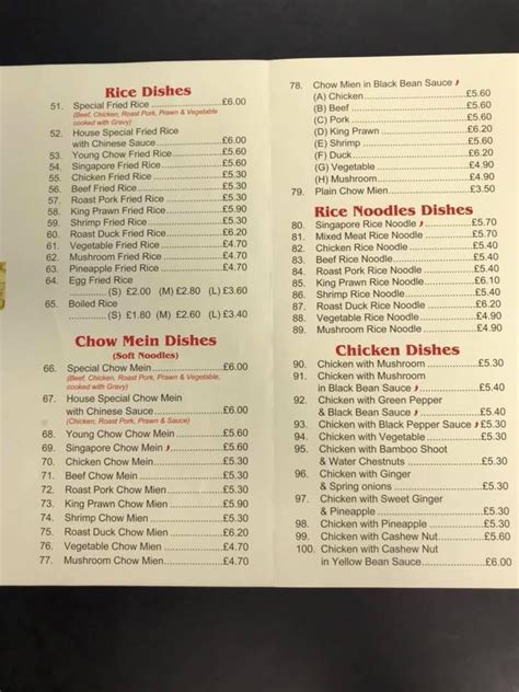 Menu at Chopsticks Chinese Takeaway restaurant, Charfield