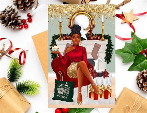 Black Christmas Cards African American Greeting Cards | Etsy