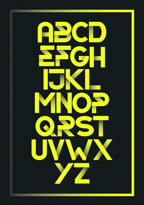 the alphabet is made up of neon yellow letters