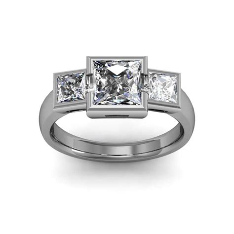 1.6ct. Princess cut Natural Diamond 3 Stone Princess Cut Bezel Set ...