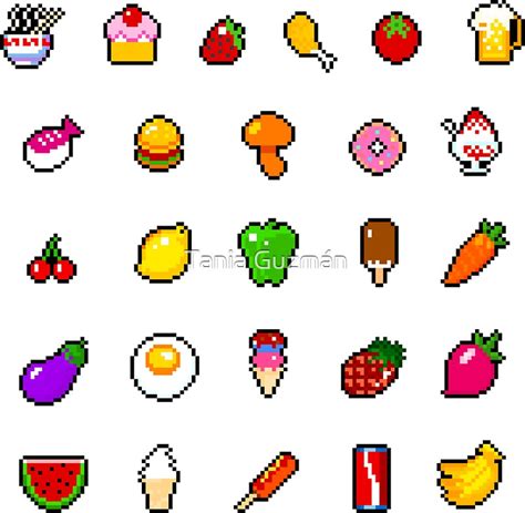 "Food - pixel art" Stickers by galegshop | Redbubble