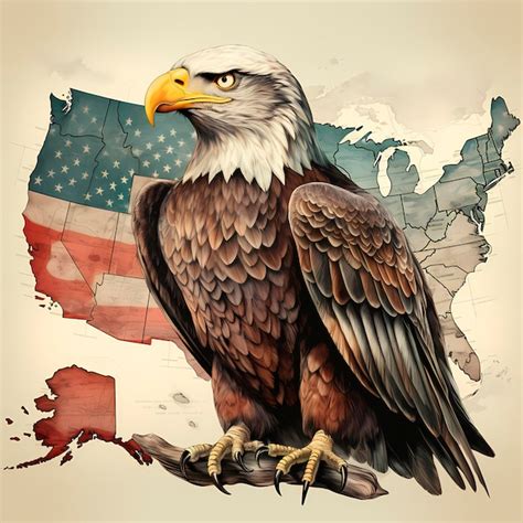 Premium AI Image | drawing of large eagle with american flag