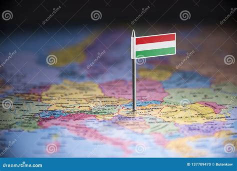 Hungary Marked with a Flag on the Map Stock Photo - Image of identity ...