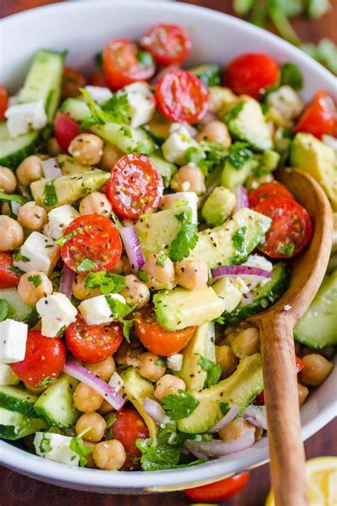 Chickpea Salad loaded with crisp cucumbers, juicy tomatoes, creamy ...