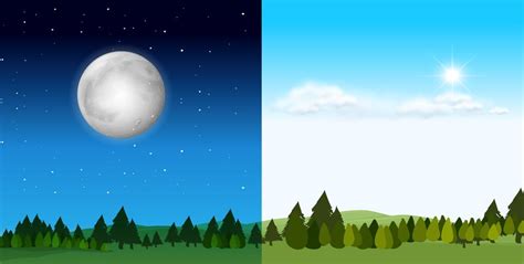 Day time and night time scene 295669 Vector Art at Vecteezy