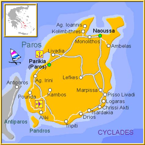 Detailed map of Paros, Greece