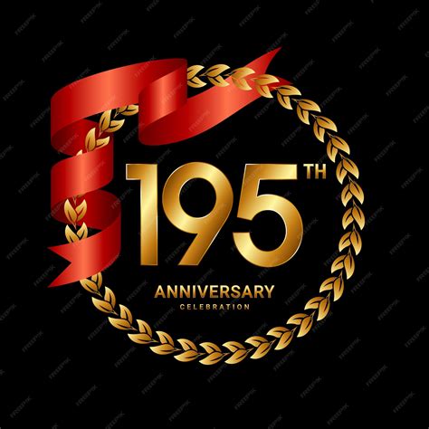 Premium Vector | 195th Anniversary Logo Design with Laurel Wreath and ...