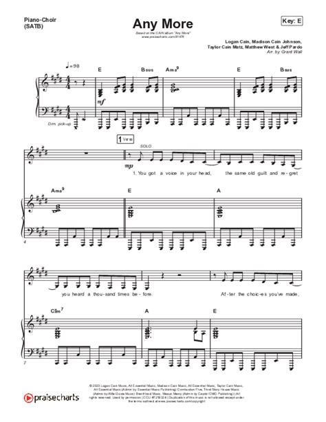 Any More Sheet Music PDF (CAIN) - PraiseCharts