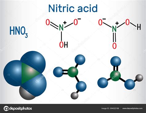 Nitric acid (HNO3) molecule . It is a highly corrosive mineral — Stock ...