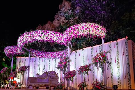 Indian Wedding Stage Decoration With Flowers | Shelly Lighting