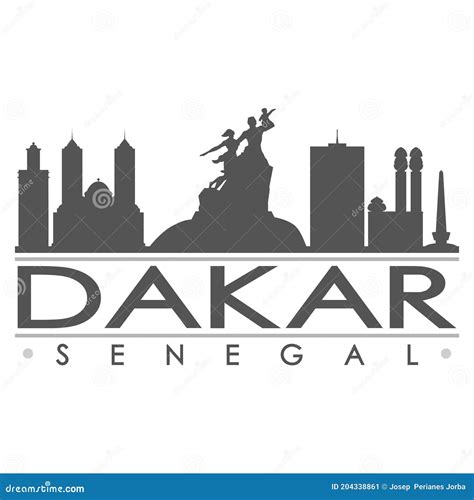 Dakar Senegal Skyline Silhouette Design City Vector Art Famous ...