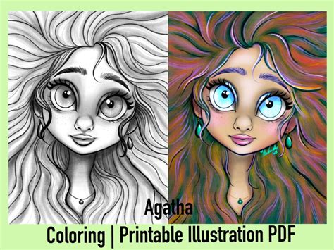 Agatha Coloring Page Printable Adult Coloring Page Download Light/dark ...