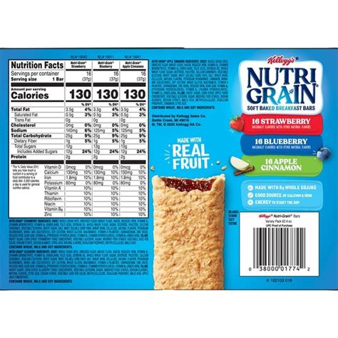 Kellogg's Nutri-Grain Soft Baked Breakfast Bars Variety Pack (62.4 oz ...