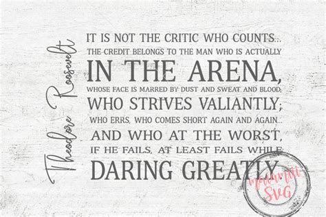 The Man In The Arena, Theodore Roosevelt Quote, Wall Art (417823) | SVGs | Design Bundles