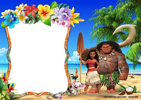 Moana Party Invitations, Free Printable Birthday Invitations, Free ...