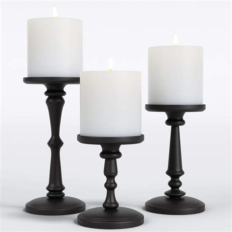 Buy Matte Black Candle Holders Set of 3 - Metal Candle Holders for ...