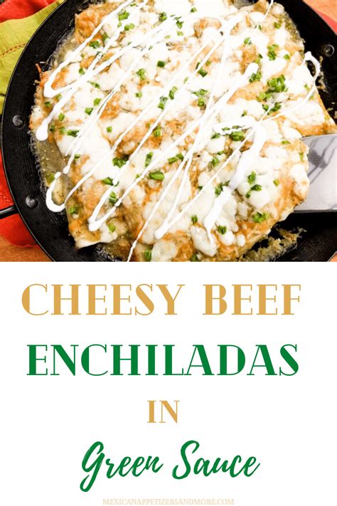 Cheesy Beef Enchiladas in Green Sauce - Mexican Appetizers and More!