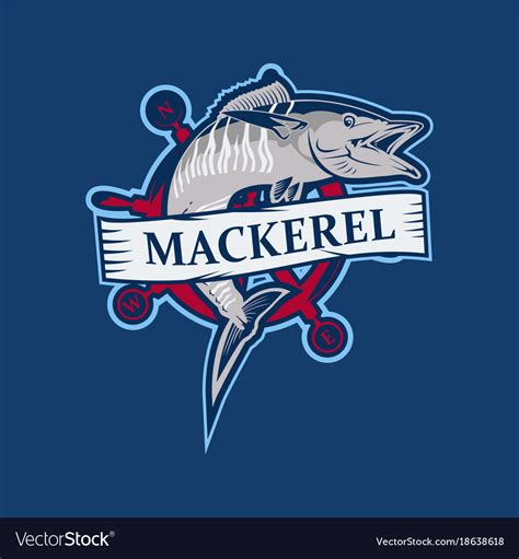 Fish mackerel logo emblem Royalty Free Vector Image