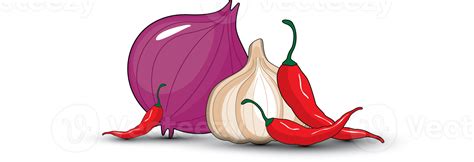 Chilies, onion and garlic illustration . 14441590 PNG