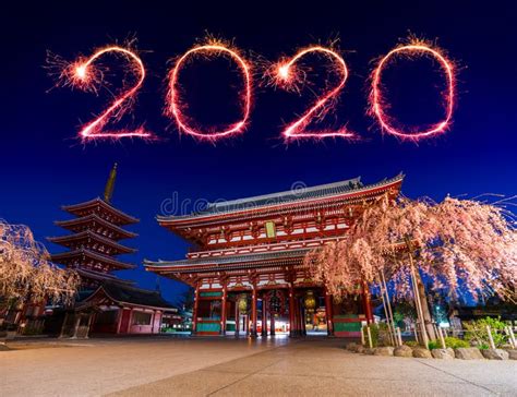 2020 Happy New Year Fireworks Over Asakusa Temple at Night in Tokyo ...