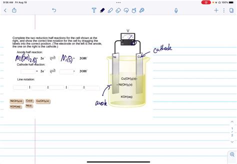 SOLVED: 'Complete the half-reactions for the cell shown; and show the shorthand notation for the ...