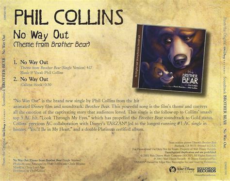 Phil Collins – No Way Out (Theme From Brother Bear) (2004, CD) - Discogs