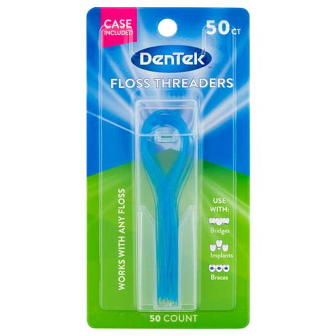 DenTek Floss Threaders, For Braces, Bridges, and Implants, 50 Count ...