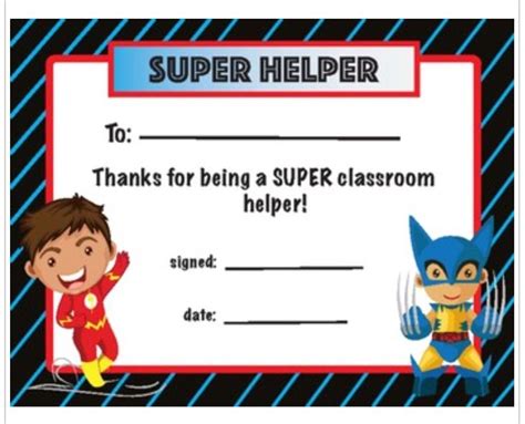 Super Helper Award | Classroom helpers, Classroom awards, Fun awards