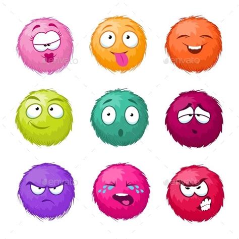 Colorful Cartoon Fluffy Ball Character | Cute monsters, Cute monsters drawings, Ball drawing