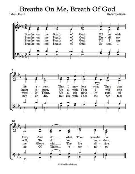 Free Choir Sheet Music - Breath On Me, Breathe Of God by Edwin Hatch ...