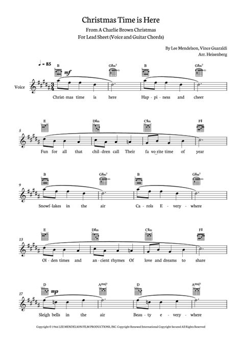 Christmas Time Is Here (arr. Heisenberg) Sheet Music | Vince Guaraldi ...