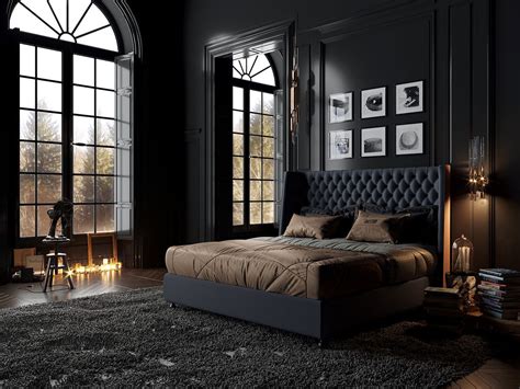 Classic Black Bedroom on Behance | Black bedroom design, Classic bedroom, Home decor bedroom