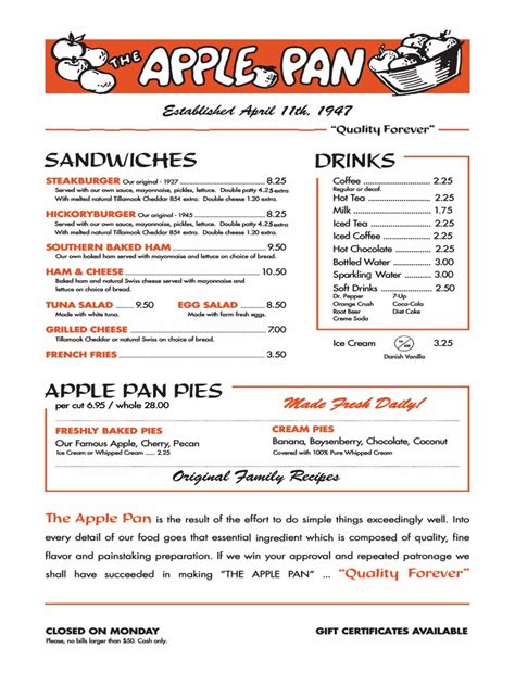 The Apple Pan Menu v10 Edits | Drink | Hamburgers